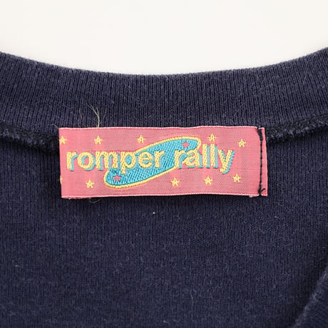 00’s romper rally ロンパーラリー プリント半袖Tシャツ Mサイズ ネイビー（ジャンク商品）