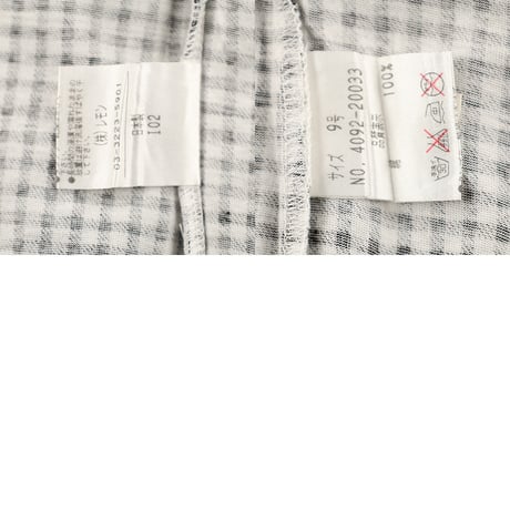 00’s BETTY’S BLUE ベティーズブルー ギンガムチェック＆ボーダーストライププリントデザインカットソー  9号(M)サイズ ブラック/ホワイト（ジャンク商品）