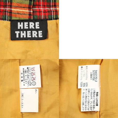 00’s HERE THERE ヒアゼア タータンチュエックプリーツスカート フリーサイズ イエロー系タータンチェック（ジャンク商品）