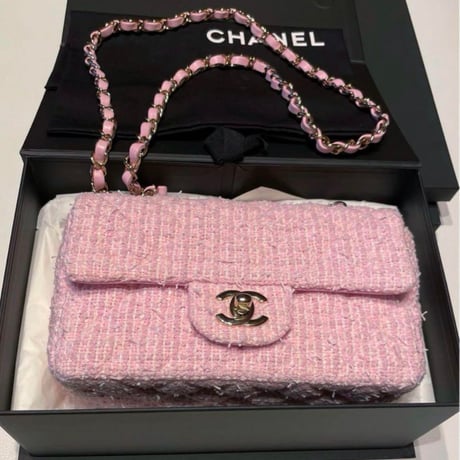 CHANEL シャネル マトラッセ チェーンショルダー ツイード ピンク