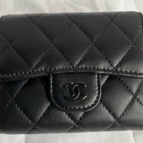 CHANEL  シャネル　折りたたみ財布　ソーブラック　オールブラック　レア