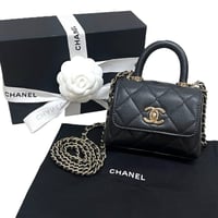 CHANEL シャネル マトラッセキャビアスキン ココハンドル マイクロ ショルダーバッグ