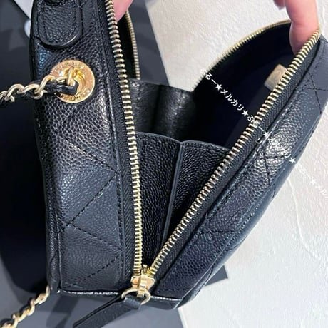 CHANEL  シャネル ハンドル付 ヴァニティ バニティ ショルダー バッグ キャビアスキン 黒