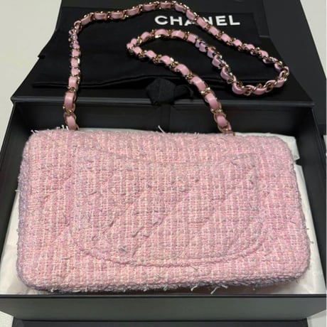 CHANEL シャネル マトラッセ チェーンショルダー ツイード ピンク