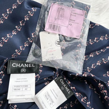 CHANEL シャネル ボウタイ リボン ビジュー シャツ ブラウス