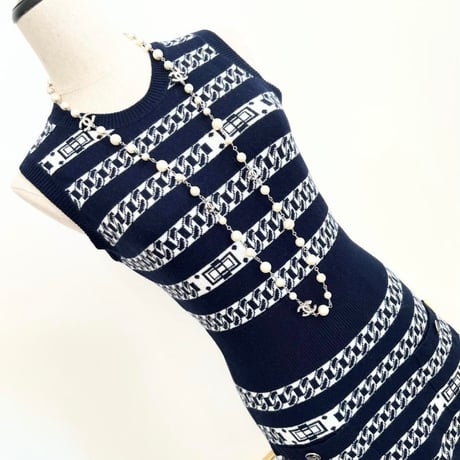 CHANEL シャネル カシミヤ100 チェーンニット ワンピース