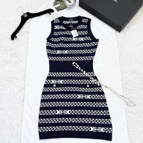 CHANEL シャネル カシミヤ100 チェーンニット ワンピース