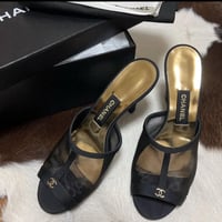 CHANEL  シャネル  シースルーメッシュ グログランミュール