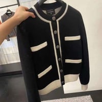 CHANEL  シャネル ジャケット カシミヤ セーター 36 黒×白