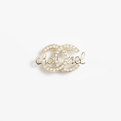 CHANEL シャネル パール＆クリスタル ロゴブローチ