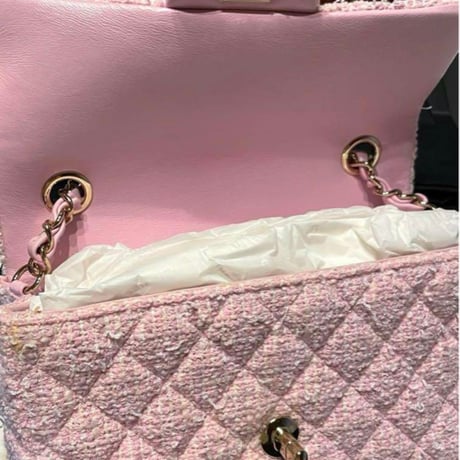 CHANEL シャネル マトラッセ チェーンショルダー ツイード ピンク