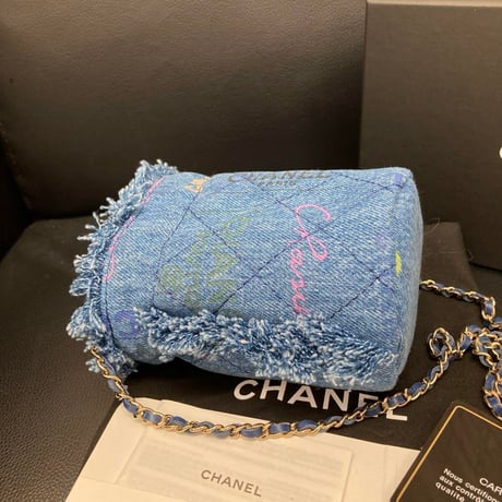 CHANEL シャネル デニム 巾着 ミニクラッチ ショルダーバッグ