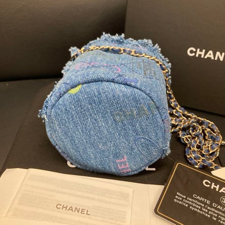 CHANEL シャネル デニム 巾着 ミニクラッチ ショルダーバッグ