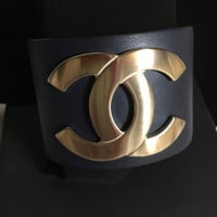 CHANEL シャネル バングル ネイビー ゴールド