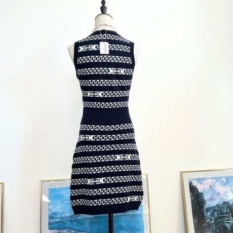 CHANEL シャネル カシミヤ100 チェーンニット ワンピース