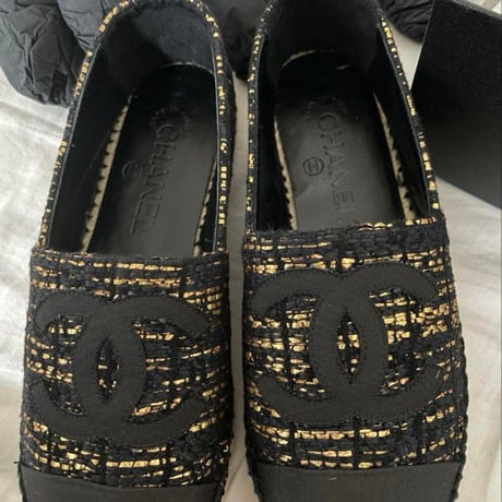 CHANEL シャネル エスパドリーユ ゴールド黒 スパンコール
