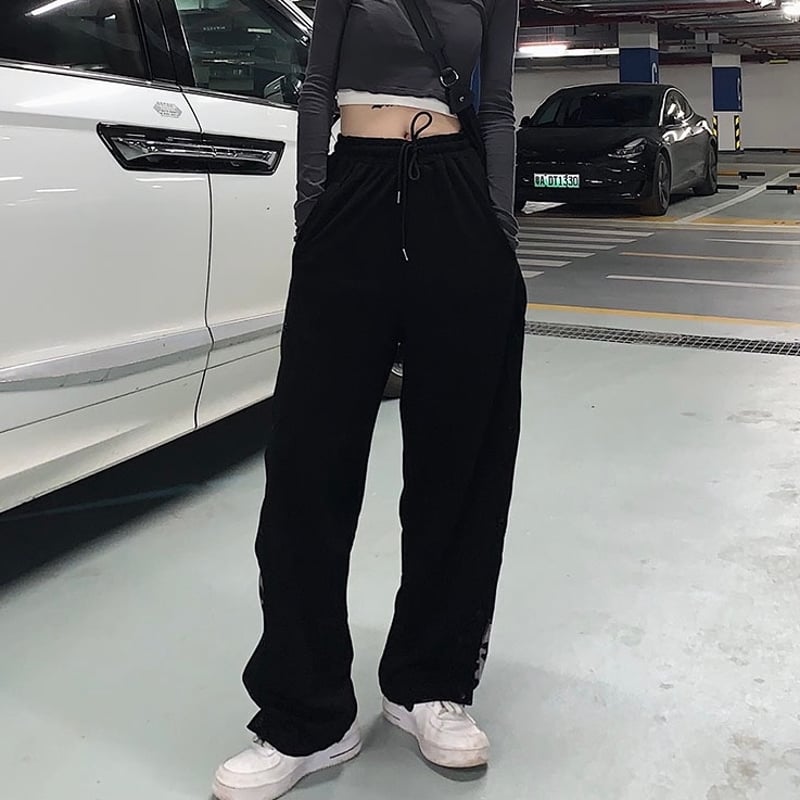 ブラック即納】leopard line pants Bt87 レオパード ヒョウ柄 ラインパ