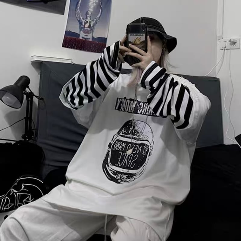 即納】レイヤード ボーダー トップス T213 layered border tops |