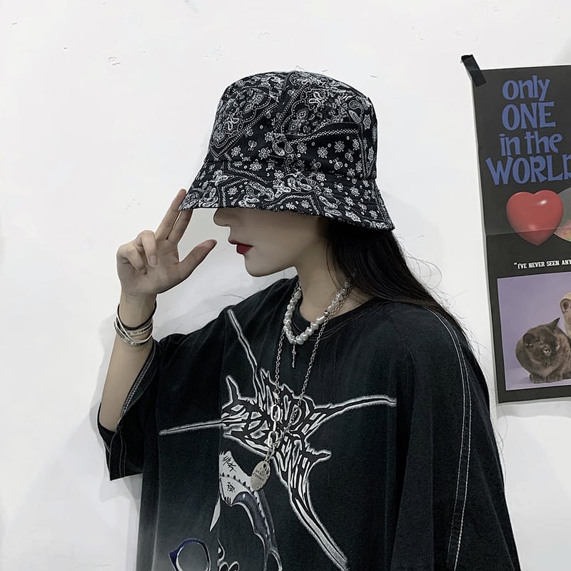 ブラック即納】Paisley hat Ot49 ペイズリー柄 バケットハット | 韓国