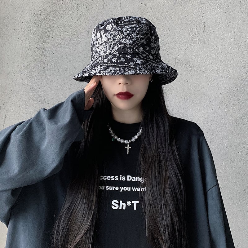 ブラック即納】Paisley hat Ot49 ペイズリー柄 バケットハット | 韓国