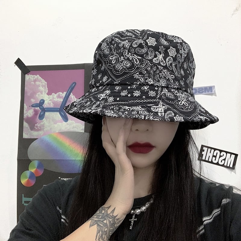 ブラック即納】Paisley hat Ot49 ペイズリー柄 バケットハット | 韓国