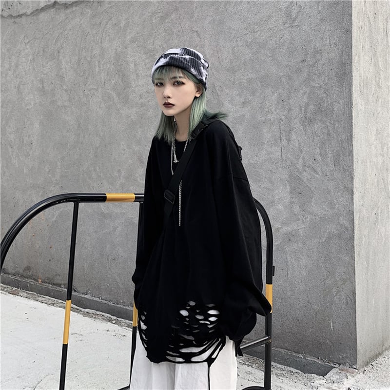 即納】Damage Long sleeve Tshirt T28 ダメージ 長袖 Tシャツ