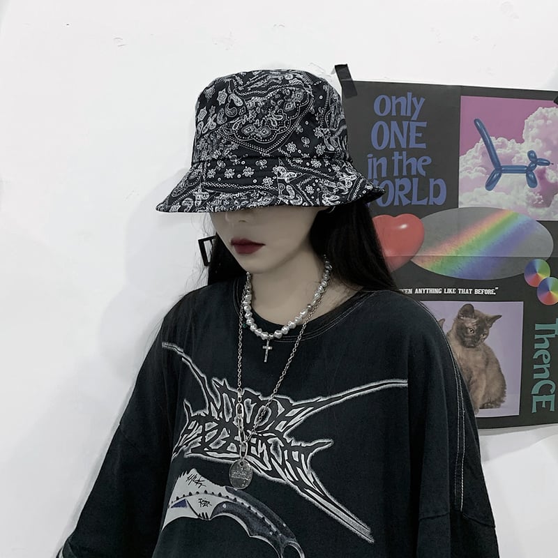 ブラック即納】Paisley hat Ot49 ペイズリー柄 バケットハット | 韓国