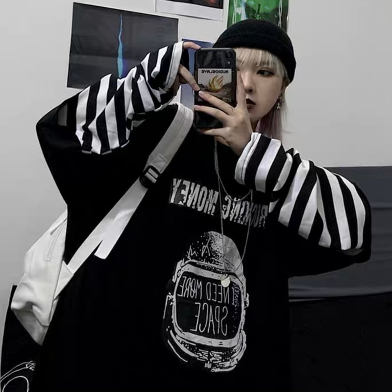 即納】レイヤード ボーダー トップス T213 layered border tops |