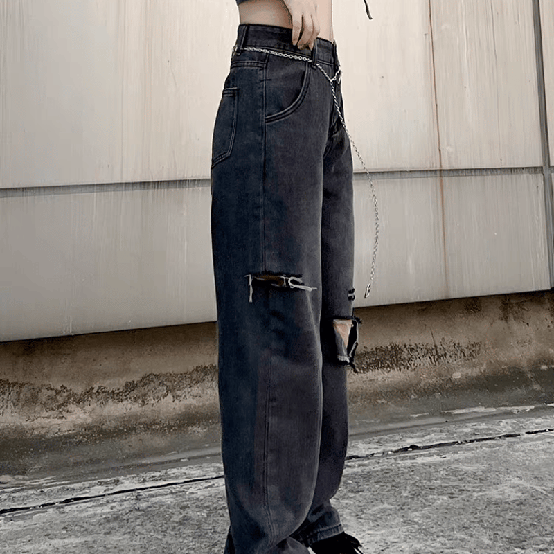 即納】GrayDenim(damage) Bt209 グレー ブラック ダメージ デニム |