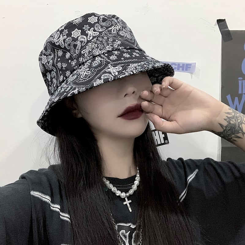 ブラック即納】Paisley hat Ot49 ペイズリー柄 バケットハット | 韓国