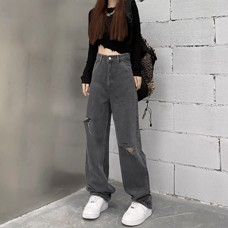 即納】GrayDenim(damage) Bt209 グレー ブラック ダメージ デニム |