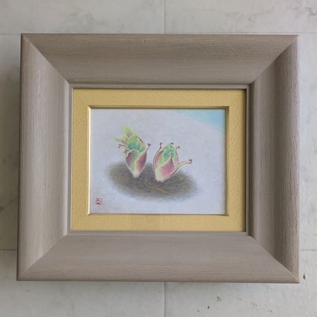 鳥山武弘　日本画　「春先（フキノトウ）」　　新品・高級額装