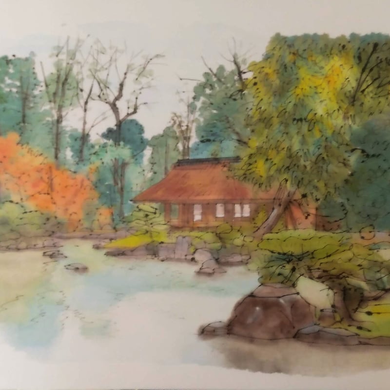 平山郁夫 巧芸画（複製） 「平成洛中洛外図・素描6枚組」 専用額1点付