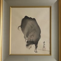 林 武 版画（リトグラフ） 「赤富士」 高級金縁額装 限定版 スタンプ