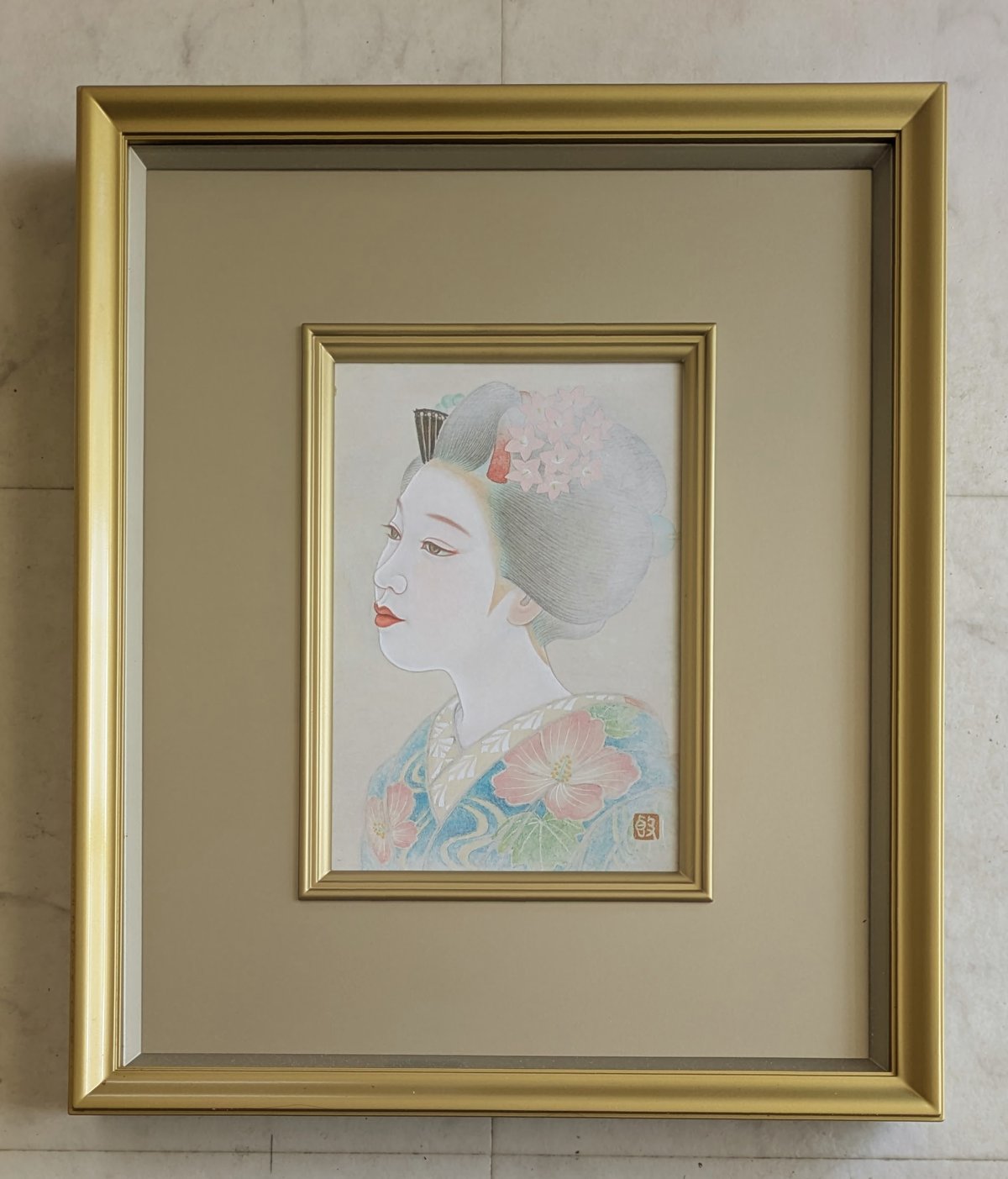 小西敦雄 日本画 「舞妓」 高級額装・共シール | ASE OFFICIAL STORE -