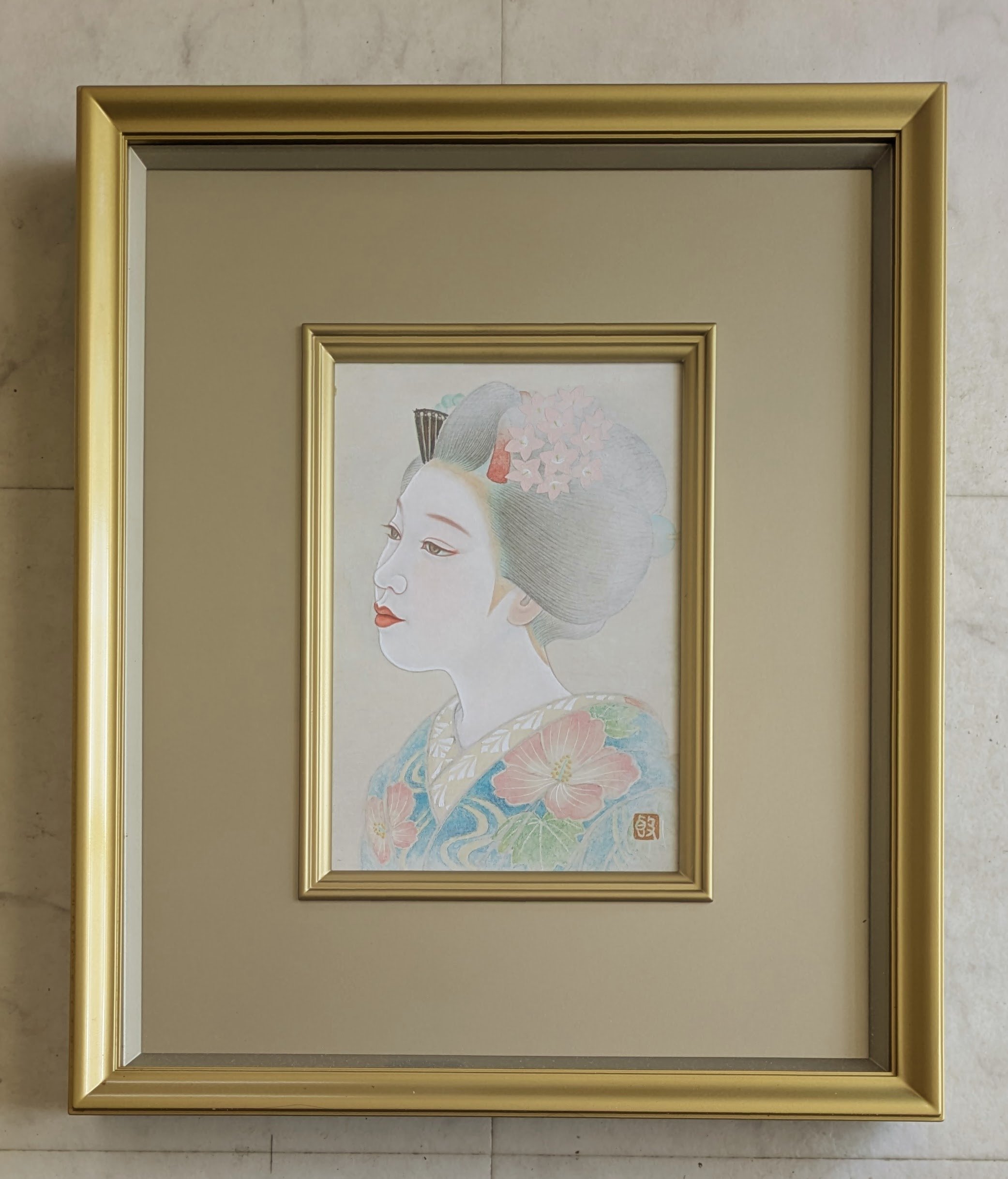 小西敦雄 日本画 「舞妓」 高級額装・共シール | ASE OFFICIAL STORE -