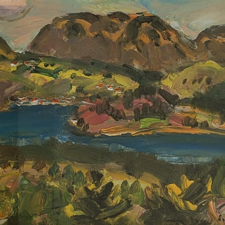 西山真一　油彩（油絵）　「箱根」　　豪華・高級額装