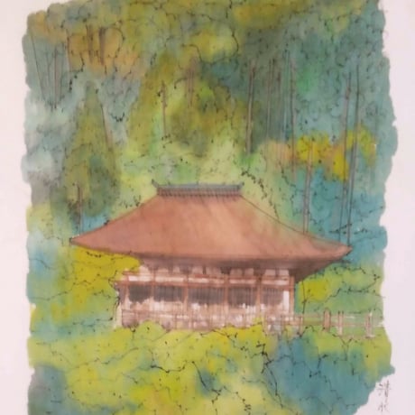 平山郁夫　巧芸画（複製）　「平成洛中洛外図・素描6枚組」　専用額1点付