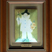パブロ・ピカソ　陶板画　「花束を持つピエロに扮したパウロ」　特別額装品