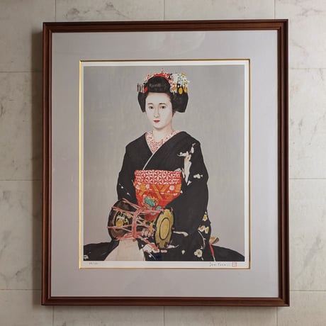 吉井淳二　版画（リトグラフ）　「舞妓を描く・3点組」　専用額1点　限定120部