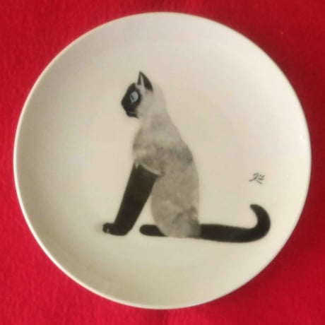 加山又造　絵皿「シャム猫・錦鯉・冬山・丹頂鶴・くわがた」5点組　版上サイン