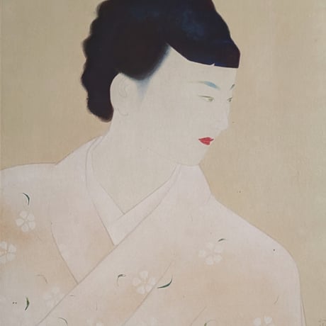 寺島紫明　日本画　「婦人」　高級日本画額装　落款・印譜