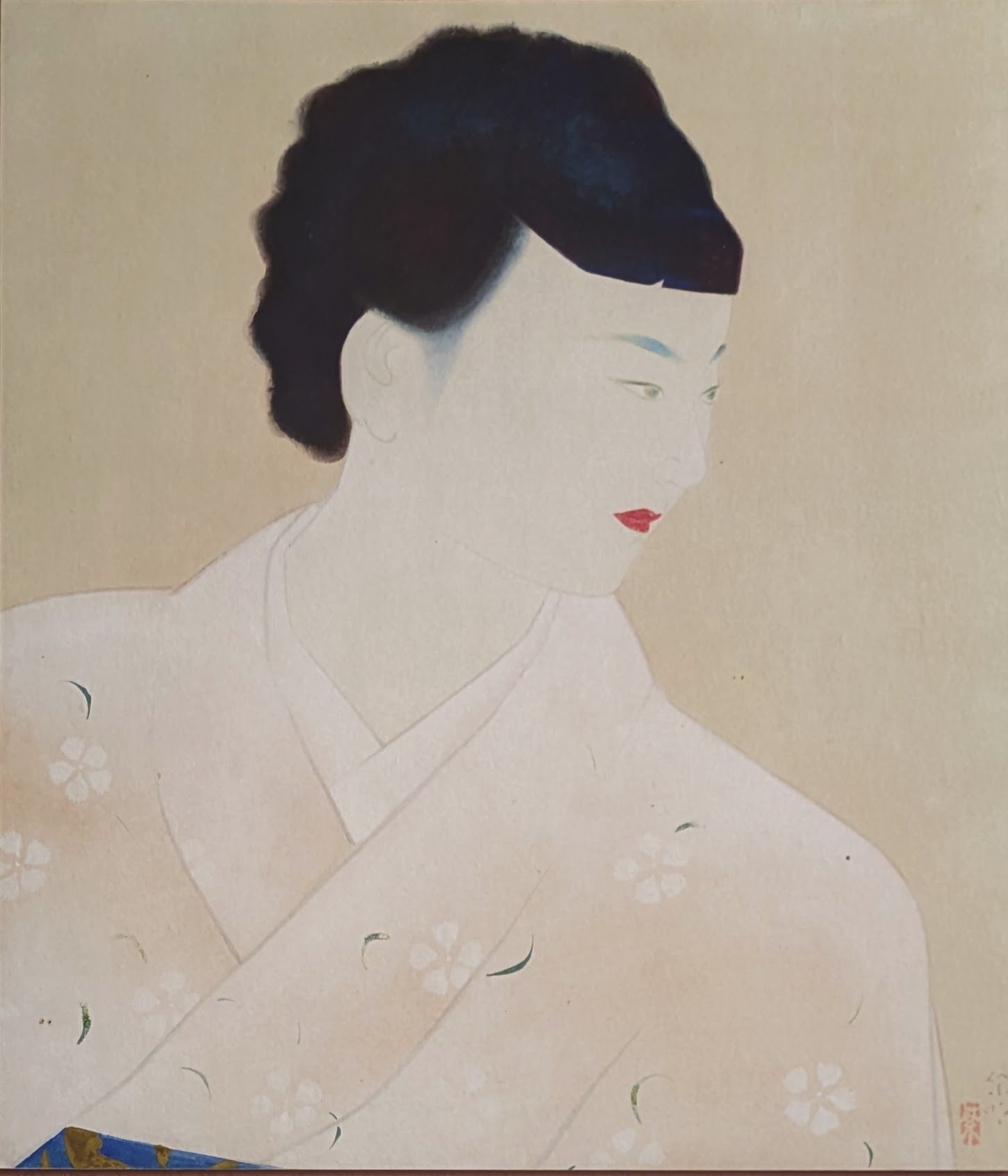 寺島紫明 日本画 「婦人」 高級日本画額装 落款・印譜 | ASE OFFICIAL