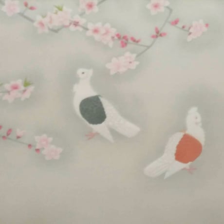 上村松篁　　版画（木版画）　「双鳩」　　高級額装・限定版