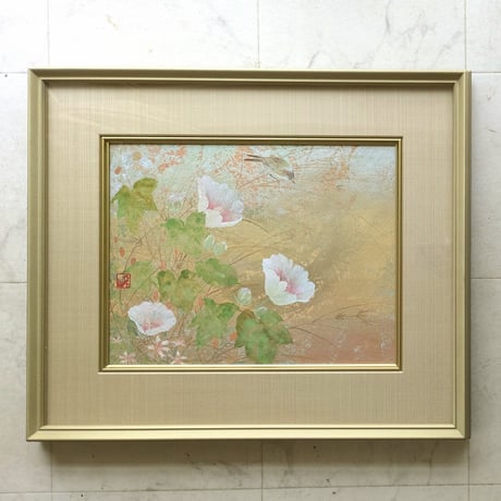 鳥山　玲　日本画　「秋野」　高級額装　共シール　落款・印譜　美品