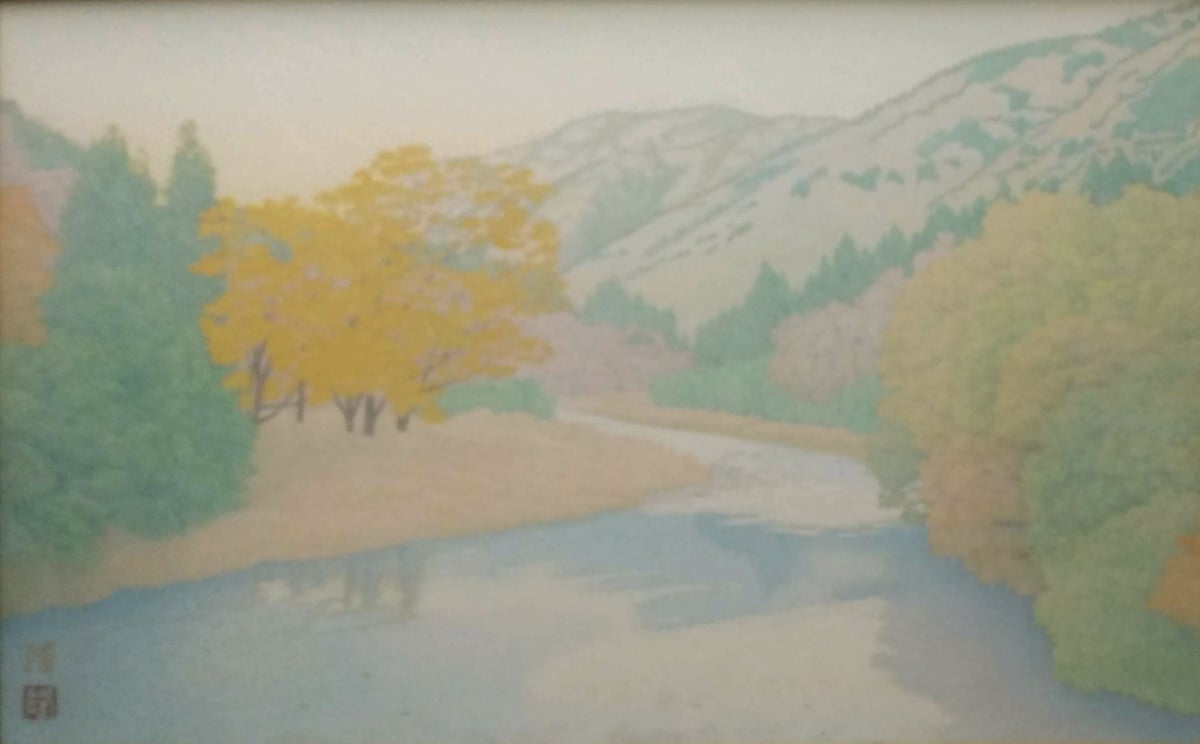 田中隆、【新緑】、希少な額装用画集画、新品高級額 額装付、状態良好