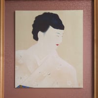 伊藤小坡 日本画 「御所人形(鶴と亀)」 豪華・高級額装 金泥仕様 伊藤小坡 日本画 「御所人形(鶴と亀)」 豪華・高級額装 金泥仕様