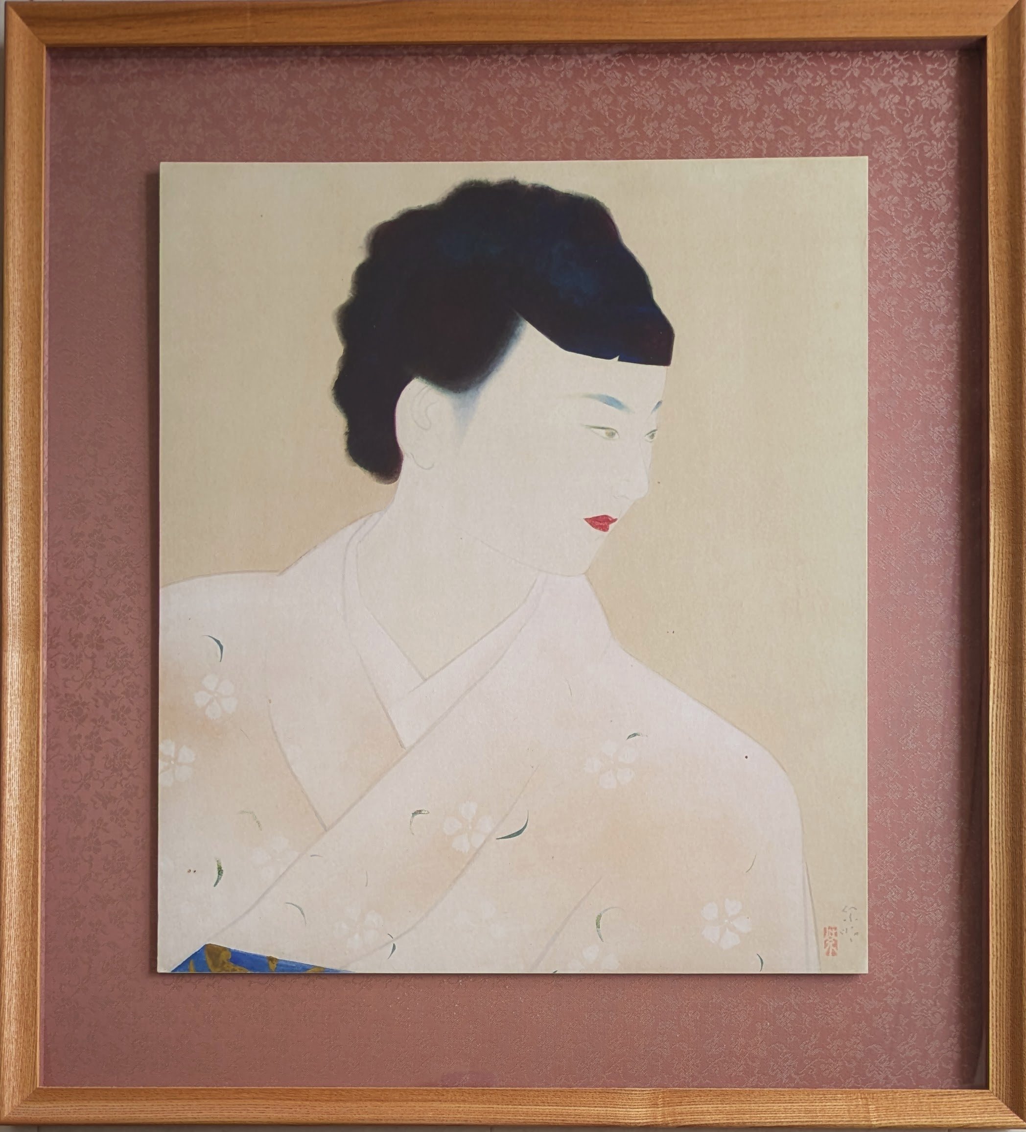 寺島紫明 日本画 「婦人」 高級日本画額装 落款・印譜 | ASE OFFICIAL