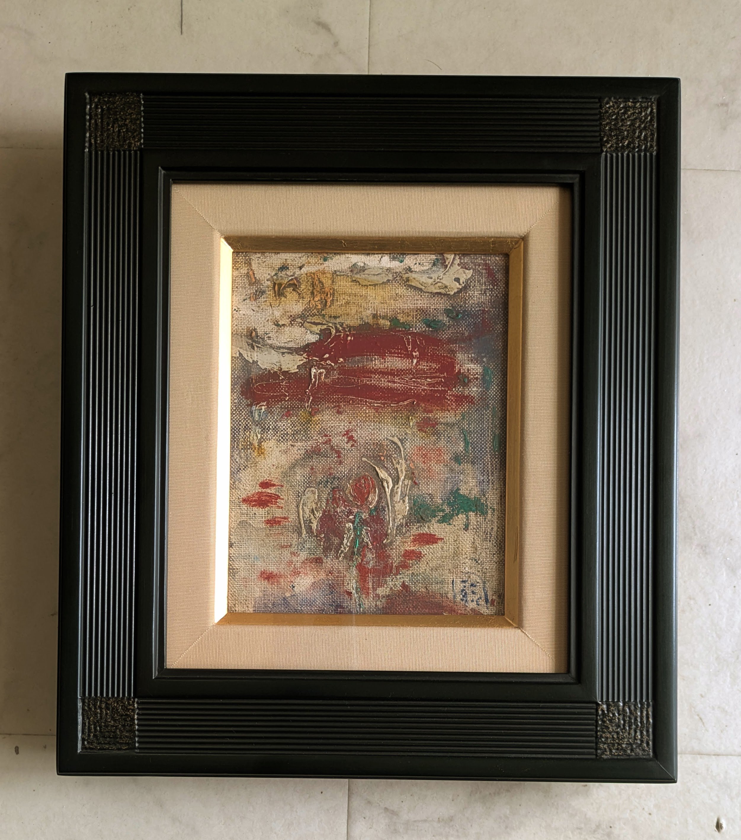 溝部聡　なすび 溝部 聡 油彩（油絵） 「花」 高級油彩画額装（美品） | ASE OFFICIAL
