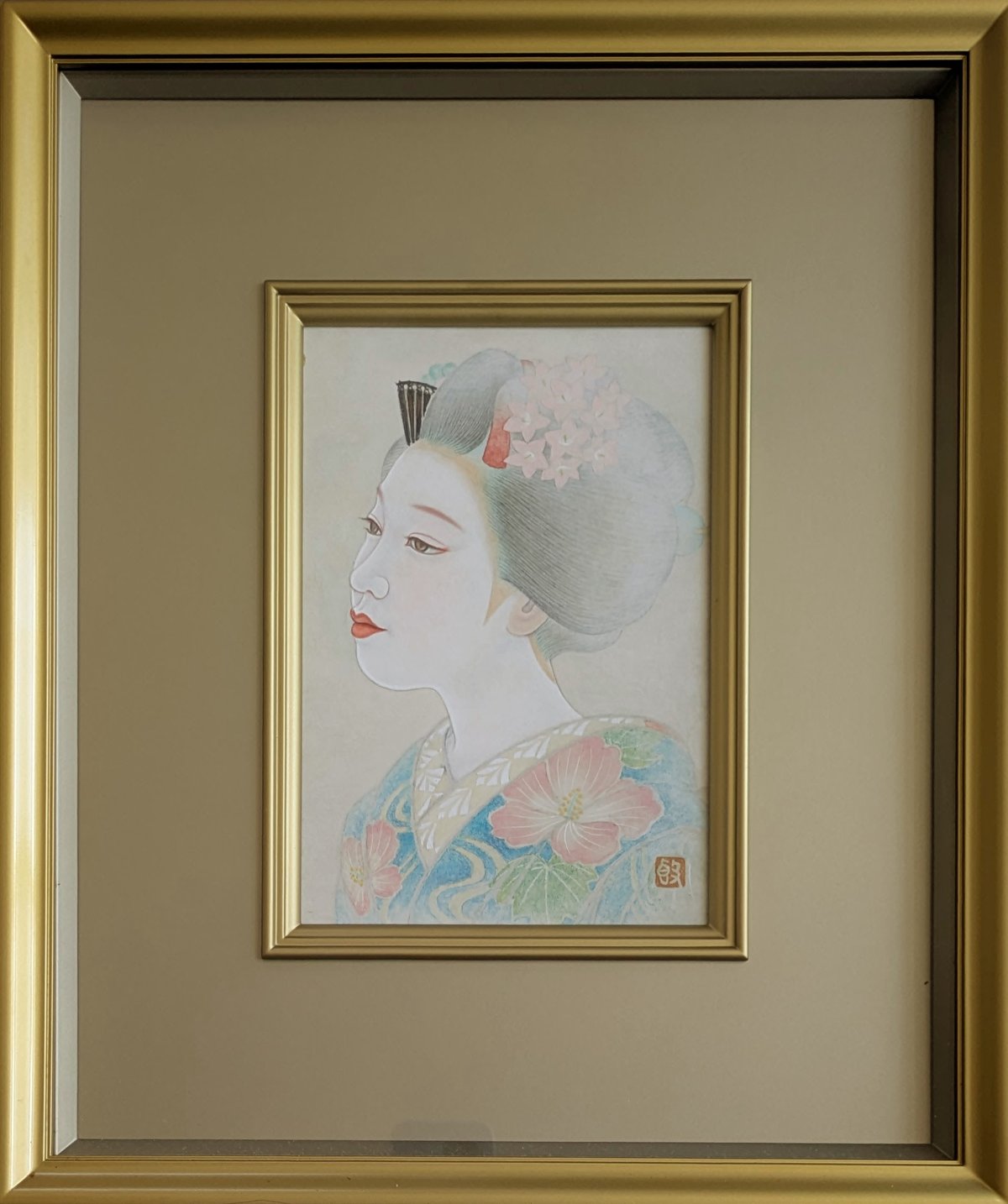 小西敦雄 日本画 「舞妓」 高級額装・共シール | ASE OFFICIAL STORE -